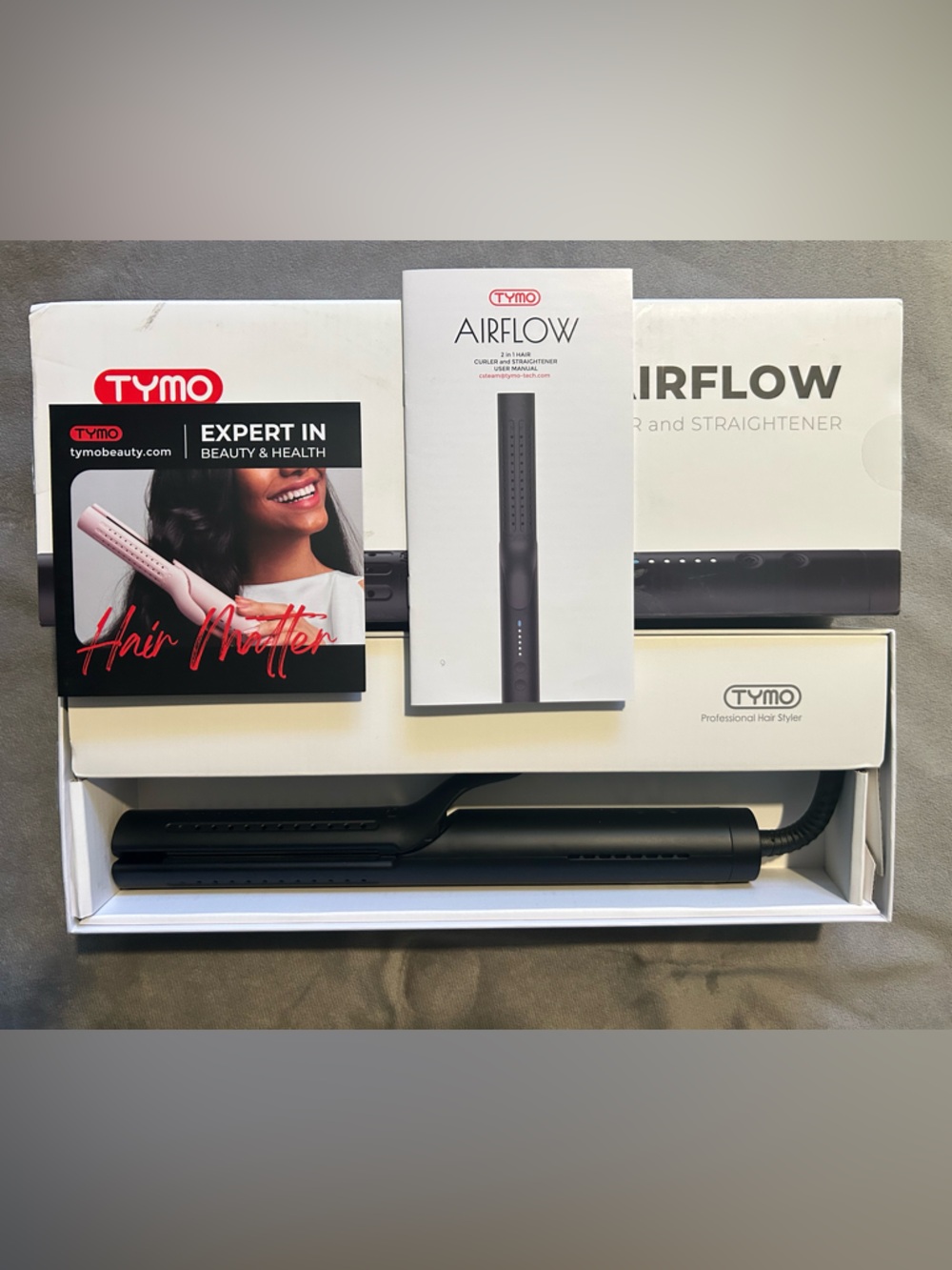 NEW in box TYMO Airflow 2-in-1 Hair Curler & Straightener - Black - Picture 3 of 3